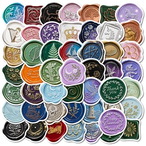 Retro 3D Wax Seal Stickers Self Adhesive Fire Paint Seal Decals For Scrapbooking Envelope Gift Wrapping DIY Decoration