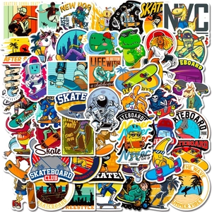 Cool Skateboard Autocollants en Vinyle Imperméables Pour Valise Ordinateur Voiture Dessin Animé Graffiti Décalcomanies Pour Adolescents Enfants Street Art