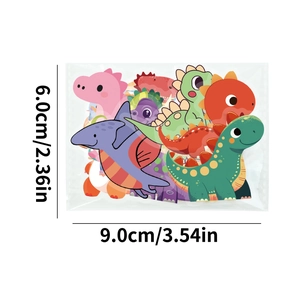 56 pieces of cute waterproof cartoon dinosaur PET stickers in a 9x6cm storage bag