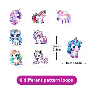Rollo de 500 pegatinas de unicornio con 8 diseños lindos para decoración manualidades