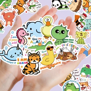 Cute cartoon animal stickers with positive text for kids DIY crafts and scrapbooking