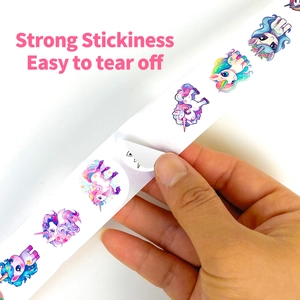 Pegatinas de unicornio en rollo con fuerte adhesión y lindos patrones de fantasía