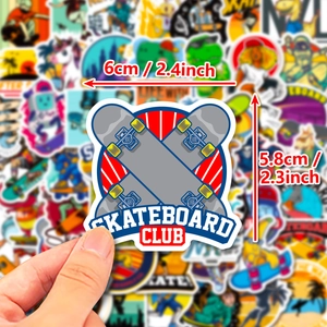 Autocollants Skateboard Club imperméables pour ordinateur et valise taille 6cm