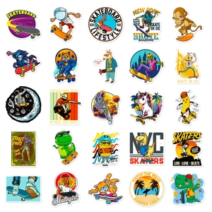 Lot de 25 autocollants de skate BD cool avec des motifs graffiti colorés en vinyle