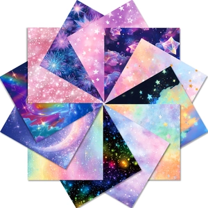 Macro view of dreamlike purple galaxy star scrapbooking paper with nebula patterns