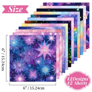 12-pack sparkling purple star scrapbook paper 6x6 inch sheets for DIY crafts