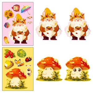 Lot de stickers puzzle de Thanksgiving avec nains de forêt et champignons pour enfants DIY