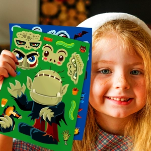 Kreative Halloween-Aufkleber zum Gesichtertauschen für Kinder-Bastelaktivitäten