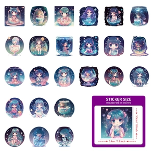 21-piece set of dreamy starry girl stickers for DIY decoration, 5.4x5.3cm size