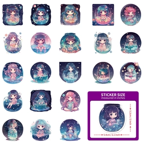 Set of 20 dreamy starry sky girl stickers for DIY decoration on cups and phones