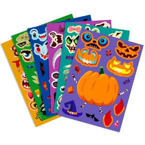Halloween DIY Sticker-Set für Kinder mit Kürbis-, Monster- und Geist-Motiven zum Basteln