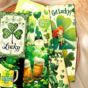 St. Patrick's Day green clover wall decor cards with lucky gnome and festive posters