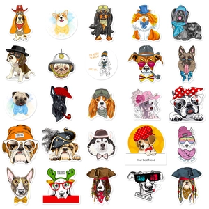 Set of 25 cute cartoon dog graffiti stickers featuring various breeds for decoration