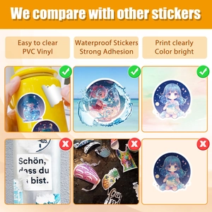 Quality comparison of waterproof vinyl girl stickers showing clean removal and clear print