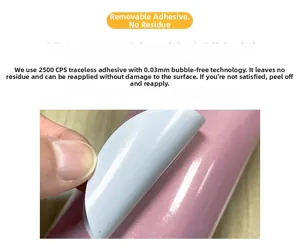 Detail of 0.03mm bubble-free sticker technology and 2500CPS non-marking adhesive layer