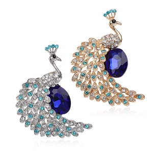 Elegante Spilla a Forma di Pavone in Lega Con Strass in Cristallo Blu Spilla Animale Vintage per Gioielli da Donna