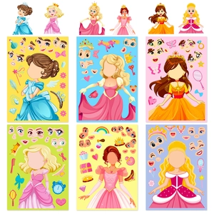 Pack de 6 pegatinas de princesas para niños para crear caras y juegos creativos