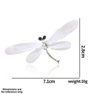 Elegant large dragonfly brooch with translucent wings and silver-tone alloy insect pin