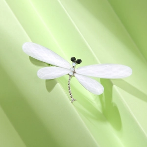 Elegant dragonfly brooch with translucent wings and silver-tone alloy insect design
