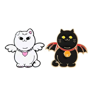 Ensemble de broches en émail chat ange et démon mignon pour sac à dos et décoration