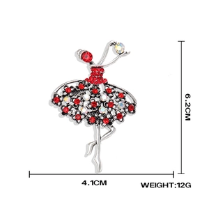 Detail of ballet girl brooch with size dimensions 6.2cm by 4.1cm and weight 12g