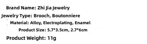 Detailed size and material specifications for French rose pearl brooch accessories
