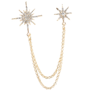 Luxus Gold Legierung Sternenstrahl Kette Brosche Mit Strass Minimalistische Schneeflocken Brosche Für Herren Anzüge Damen Schmuck