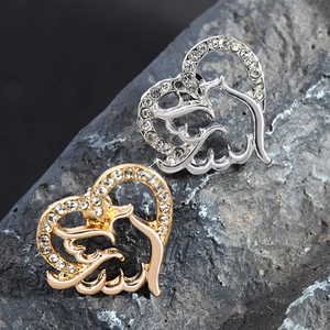 Elegante Herz- und Flügel-Broschen mit Strasssteinen in Gold und Silber für Damen