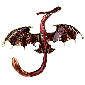 Vintage red and black dragon brooch with enamel and gold plating for suits