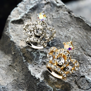 Mini-Strass-Kronen-Brosche in Gold und Silber mit funkelnden Zirkonia-Steinen