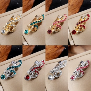 Broche Vintage en Forme de Clé de Sol Avec Strass pour Hommes et Femmes en Alliage Plaqué Or et Argent Bijoux de Mode Cadeau