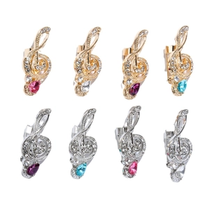 Retro music treble clef brooches with crystals and colorful teardrop pendants