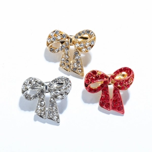Vintage-Kristall-Schleifen-Broschen in Gold Silber und Rot für Schals und Kleider