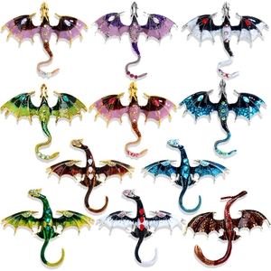 Vintage Alloy Enamel Flying Dragon Brooch For Men Women Mythical Dragon Rhinestone Jewelry Pin Suit Overcoat Accessories