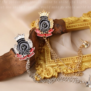 Vintage Baroque crown anchor brooch with tassels and crystals for men and women