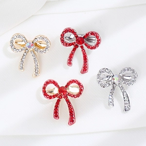 Elegant Alloy Rhinestone Butterfly Bow Brooch Pin For Women Anti-Exposure Scarf Buckle Gold Silver Plated Jewelry Gift
