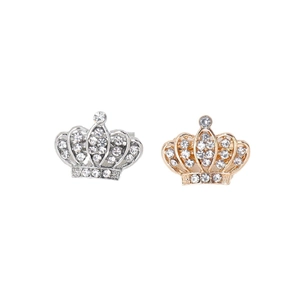 Broche couronne étincelante avec strass pour femme en finitions métal argenté et doré