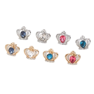 Set di eleganti spille a corona con strass in oro e argento e gemme colorate