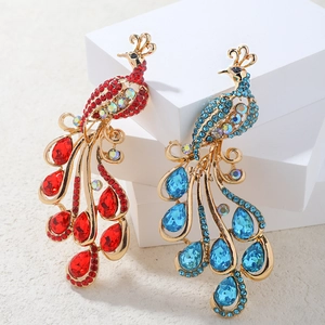 Spilla a Pavone in Lega Vintage con Strass per Donna Elegante Cristallo a Forma di Animale Fibbia per Sciarpa di Seta
