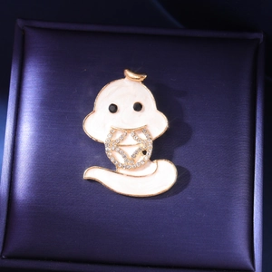Cartoon Gespenst Emaille Brosche Mit Strass Goldbeschichtete Legierung Brosche Für Halloween Party Damen Schmuck Kostüm Zubehör
