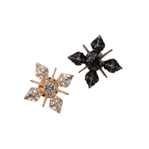 Spille a stella in lega oro e nero con strass per cappotti e accessori per abbigliamento
