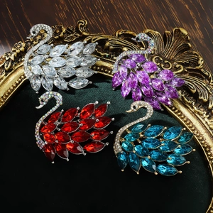 Elegante Broche de Cisne Vintage de Aleación de Zinc con Diamantes de Imitación y Cristal Artificial para Boda Fiesta Accesorios Mujer