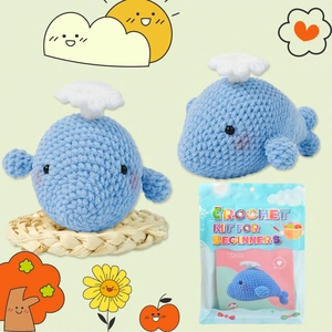 Crochet Kit For Beginners Whale Pattern DIY Knitting Set With Yarn Crochet Hook Instruction For Birthday Gift