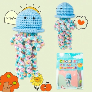 DIY Crochet Kit For Beginners Jellyfish Animal Plush Yarn Needlework Craft Supplies Handmade Hanging Ornament Craft Kit