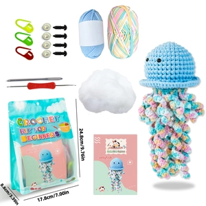 DIY crochet kit for beginners to create cute colorful jellyfish dolls and keychains