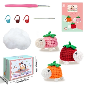 Kit de crochet pour débutants tortue fruit avec fils, crochets et instructions détaillées