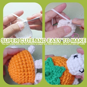 Processus de crochet détaillé avec fil et crochets pour kit DIY tortue aux fruits