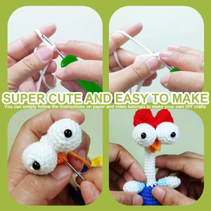 Kit crochet pour poussin aux grands yeux incluant laine, outils et guide vidéo