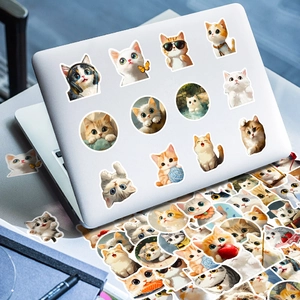 Pack of 50 cute waterproof cartoon cat stickers for laptop and journal decoration