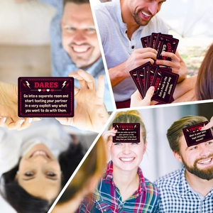 Detail of couple game cards showing Truths and Dares tasks for romantic nights